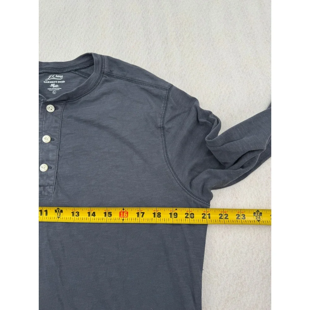 J.Crew Mens Large Gray Slub Cotton Garment-Dyed Long Sleeve Henley Shirt
